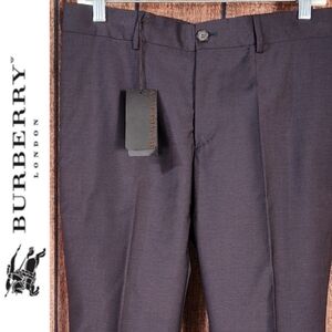 Burberry Wool Mohair Mens Dark Plum Tailored Fit Trouser $525.00 MRSP